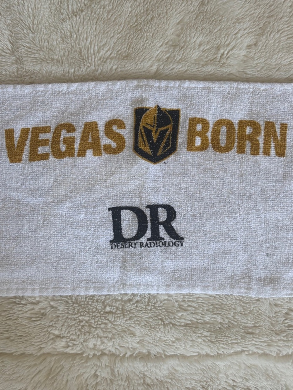 Vegas Born Rally Towel Golden Knights NHL Hockey White Terry Cloth Battle Logo